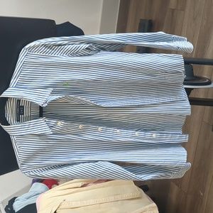 Ralph Lauren sport white blue pinstripe Oxford button down size 10